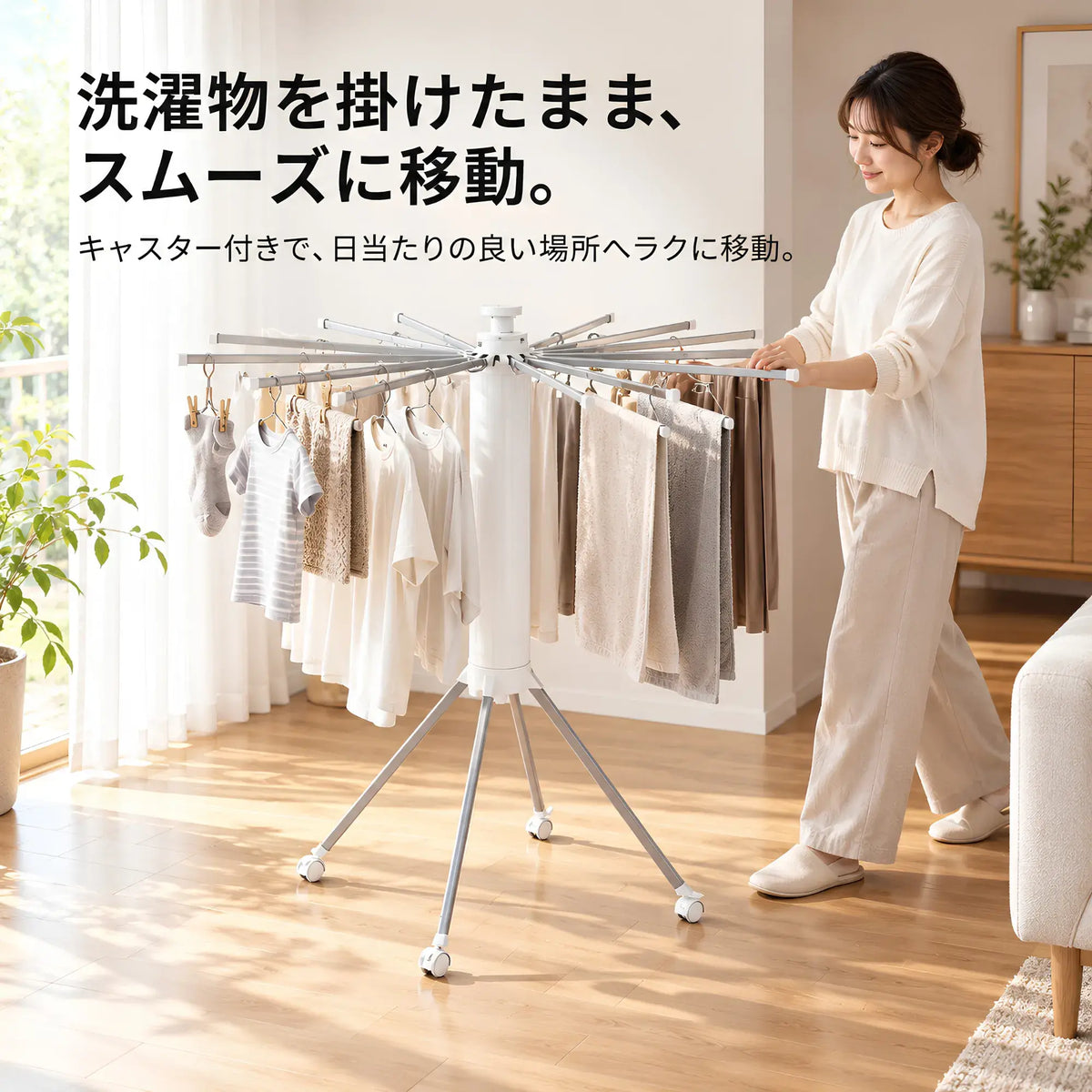 DryStand™ | 省スペース 折りたたみ・伸縮式 ポータブル物干し