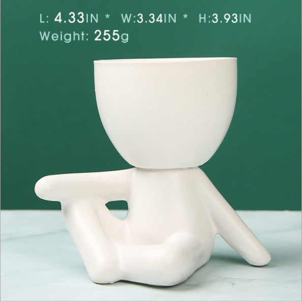 Nordic succulent plant flowerpot succulent personality creative ceramic decoration office simple small person lazy potted plant