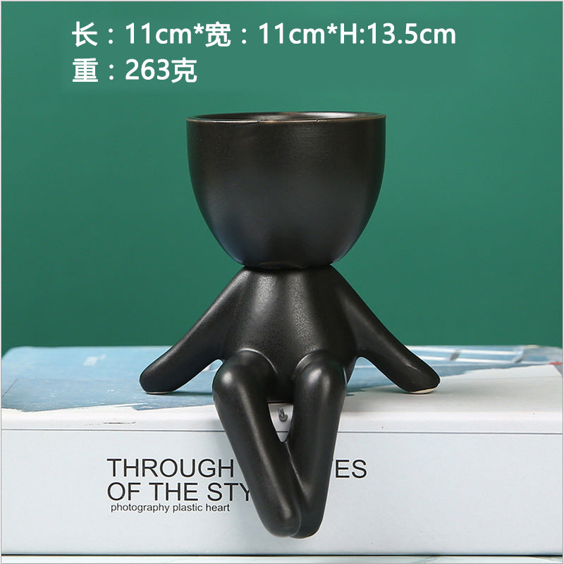 Nordic succulent plant flowerpot succulent personality creative ceramic decoration office simple small person lazy potted plant