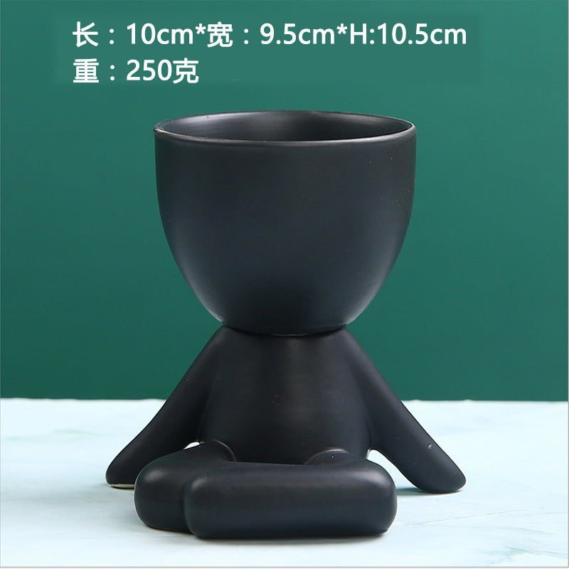 Nordic succulent plant flowerpot succulent personality creative ceramic decoration office simple small person lazy potted plant