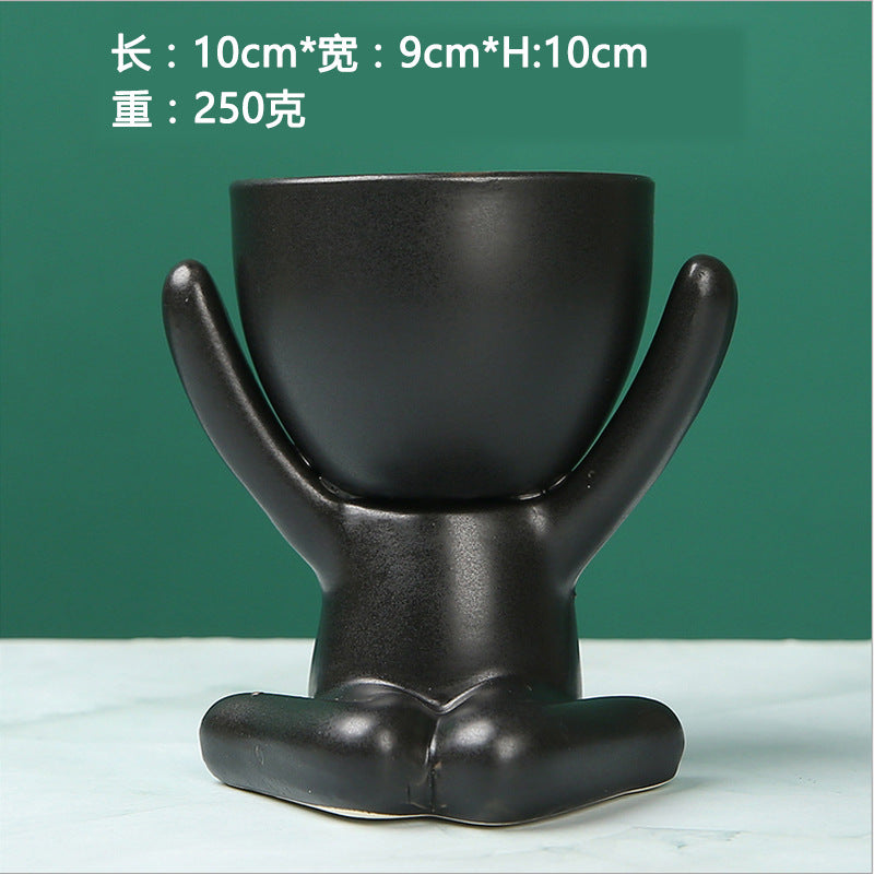 Nordic succulent plant flowerpot succulent personality creative ceramic decoration office simple small person lazy potted plant