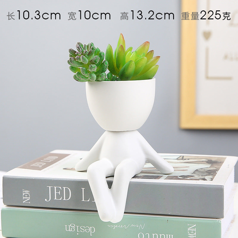 Nordic succulent plant flowerpot succulent personality creative ceramic decoration office simple small person lazy potted plant