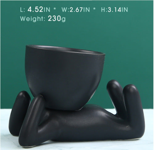 Nordic succulent plant flowerpot succulent personality creative ceramic decoration office simple small person lazy potted plant