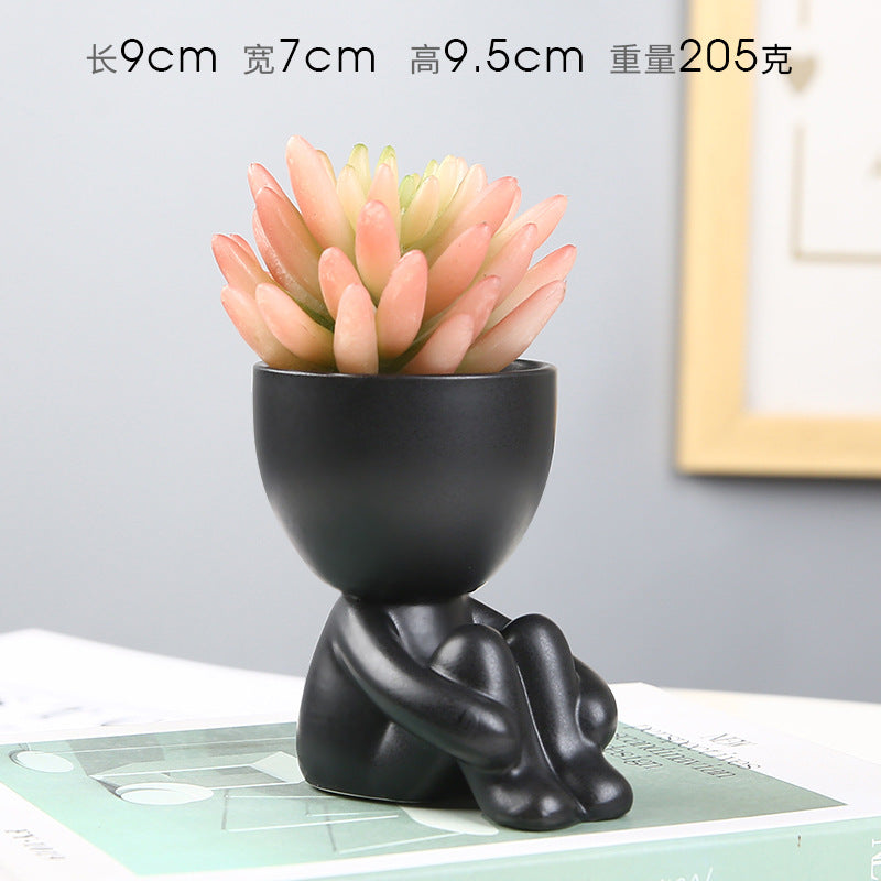 Nordic succulent plant flowerpot succulent personality creative ceramic decoration office simple small person lazy potted plant