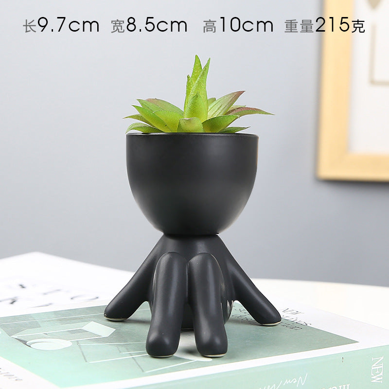 Nordic succulent plant flowerpot succulent personality creative ceramic decoration office simple small person lazy potted plant