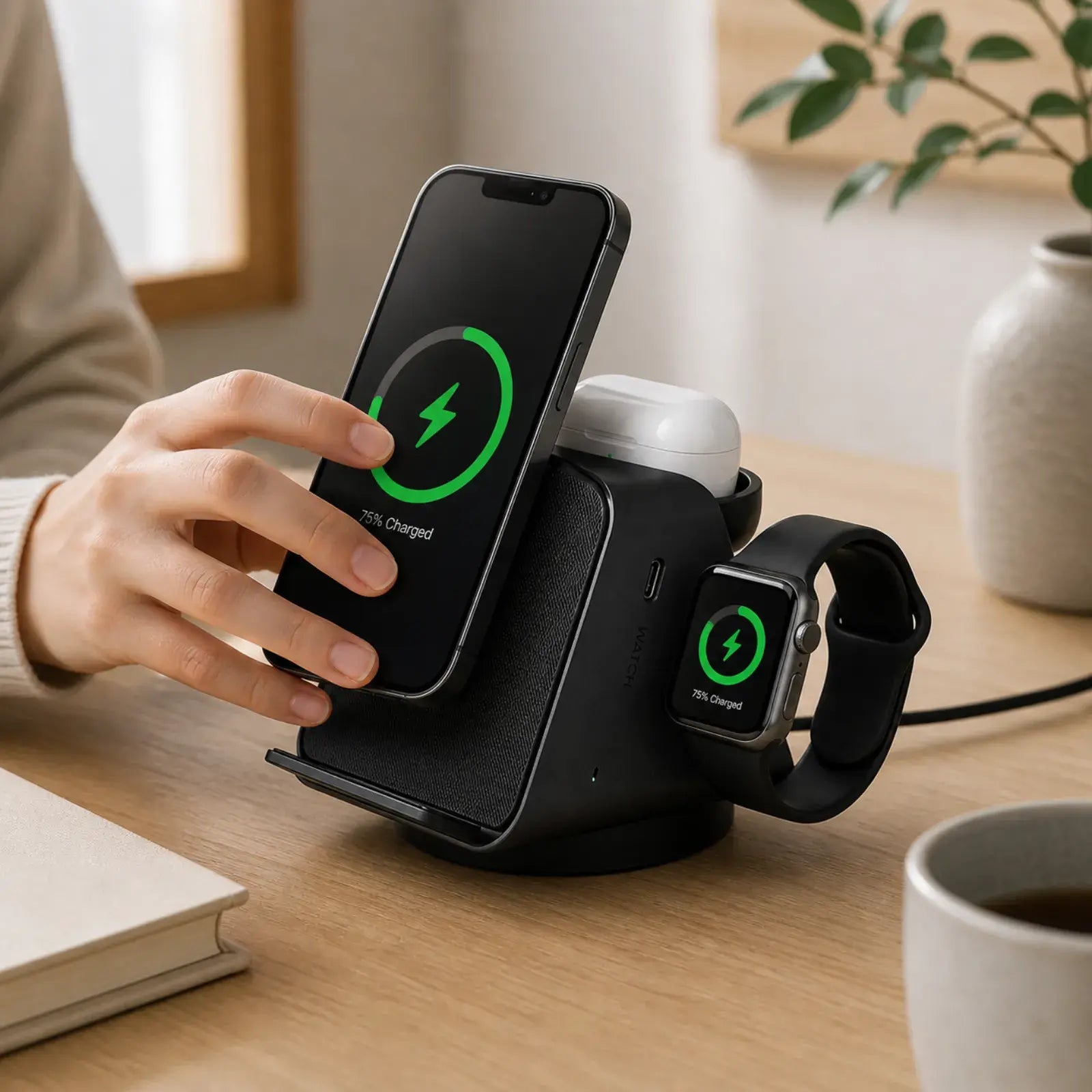 Axis Charge Stand | スマホ・イヤホン・ウォッチまわりを一台で整える、スマート充電ステーション。