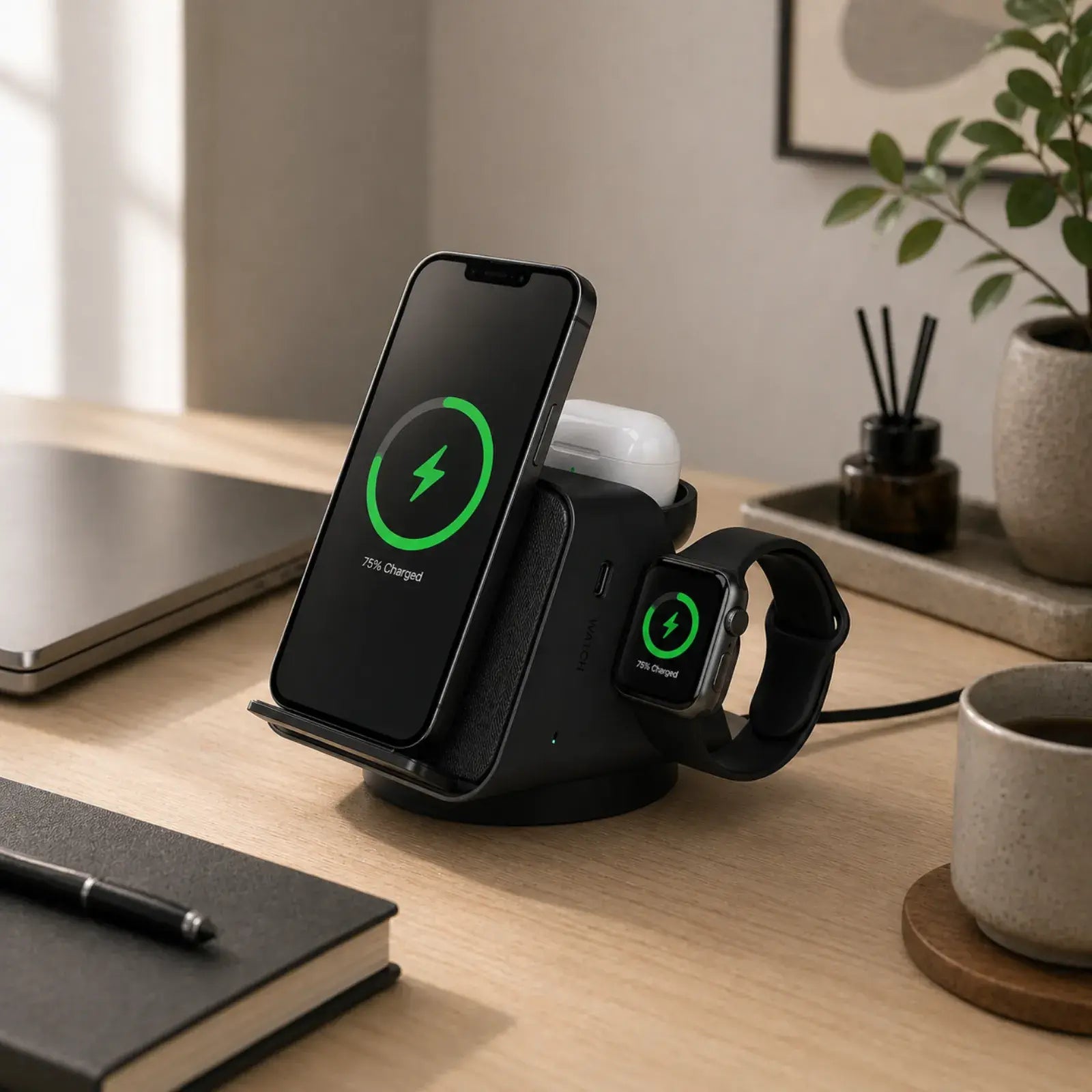 Axis Charge Stand | スマホ・イヤホン・ウォッチまわりを一台で整える、スマート充電ステーション。